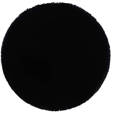 SWECOMZE Plüsch Stuhlkissen, 45 * 45cm Kunstfell Plüsch sitzauflage Bürostuhlkissen Schülermatte, sitzkissen rund Fell Optik Nachahmung Wolle Sofa Matte (Schwarz)
