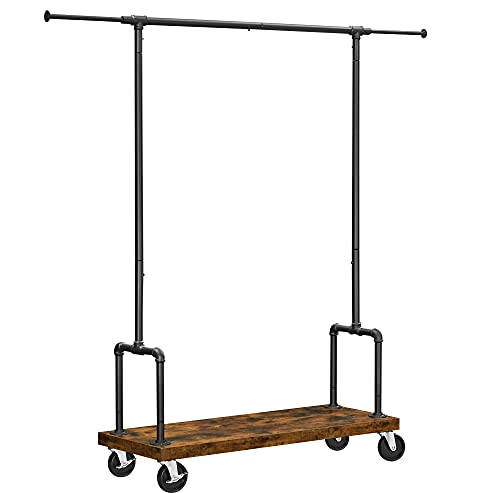 VASAGLE - Perchero extensible para ropa, con 2 barras, estilo industrial, color marrón rústico y negro RGR110B01