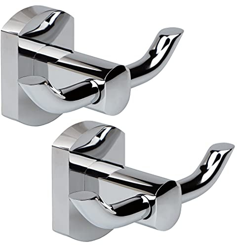 HIMREYLD Handtuchhaken Kupfer mit Schrauben Handtuch Bademantel Haken für Tür Wand Schlafzimmer Badezimmer mit Modernem Chrom Finish - Silber 2 Stücke
