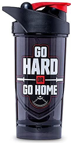 Shieldmixer Hero Pro Classic Shaker Go Hard or Go Home – BPA-fri – gymtillbehör – äggvita shaker – fitness vattenflaska – svart – 700 ml