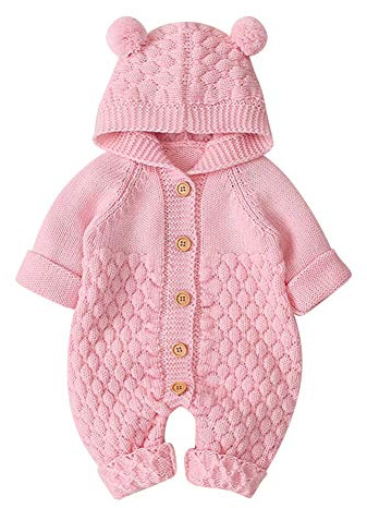 Odizli Neugeborene Baby Mädchen Jungen Kleidung Langarm Gestrickt Kapuze Strampler Body Herbst Winter Babykleidung