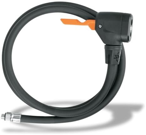 SKS GERMANY Tubo flessibile con testa MV Easy di ricambio per tubo della pompa della bicicletta (testa della pompa con tubo, tutti i tipi di valvole, 1170 mm, filettatura M 8 x 0,75), nero