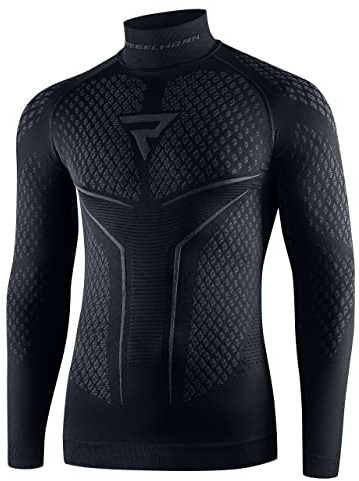 REBELHORN Therm II Camiseta Térmica Hombre | Manga Larga | Ropa Interior Termoactivo | Camisa Funcional | Absorción de Humedad | Transpirable | Zonas de Compresión | Ropa de Moto Térmica