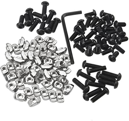 Rrina 100Pcs M6 T-Nuts Screws Assortment Kit, Hammer Head T-Slot Nut for 3030 Series European Standard Aluminum Profile