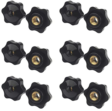 WUDQIJI Sterngriffmutter Stern Muttern 12 Stück M10 × 38 MM Innengewinde Klemmknopf Griffmuttern Rändelmutter Klemmmutter Durch Loch Star Kopf für Maschinen Industrie Elektronischen Geräten (M10)