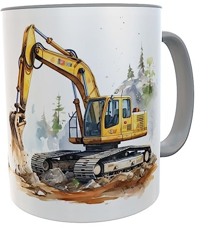 Kilala personalisierte KIndertasse Schulkind Bagger 2026 zur Einschulung Jungen Befüllung Schultüte (Bagger)