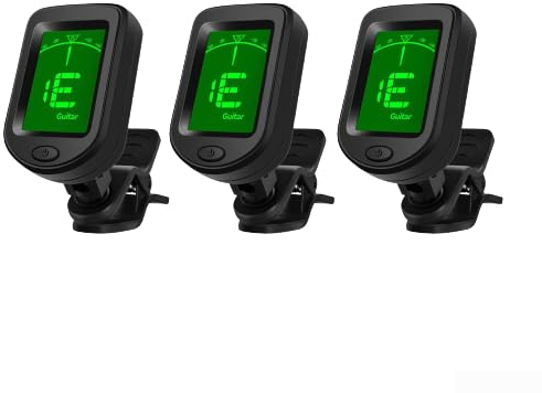 DAZZLEEX 3Pcs Universal Guitar Tuner Digital Clip-On Tone Tuner T-02 Tuner 12 Average Rhythm For Bass Ukulele Violin Mandolin