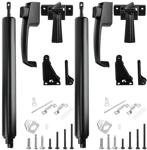 Gisafai 2 Sets Storm Door Closer Door Closure Heavy Duty Screen Doors Closer Pneumatic Screen Doors Replacement Parts with Handles, Hold and Close Smooth(Black)