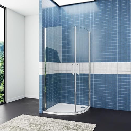 Aica Sanitär 80x80 90x90 100x100cm Duschabtrennung Duschkabine Eckeinstieg Dusche Sicherheitsglas H180/185/195/200cm Viertelkreis Quadrat