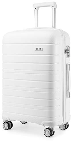 Kono 61 cm Leichter mittelgroßer Hartschalenkoffer 66L Reise-Handgepäck mit TSA-Schloss und 4 Spinner-Rädern (weiß), weiß, M(Medium 24Inch), Mittelgroßer Hartschalenkoffer