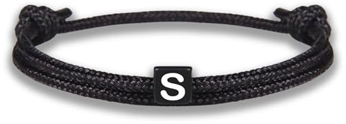 GD GOOD.designs Armband mit Buchstaben | Verstellbares Partnerarmband (14cm - 25cm) mit schwarz geflochtenen Seil