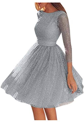 Glitzer Kleid Damen Langarm Rot Schick Pailettenkleider Glitzerkleid Rockabilly Winter Partykleid Abendkleider Wedding Festliche Silvesterkleid Cocktailkleid Vintage Hochzeit Cocktailkleider