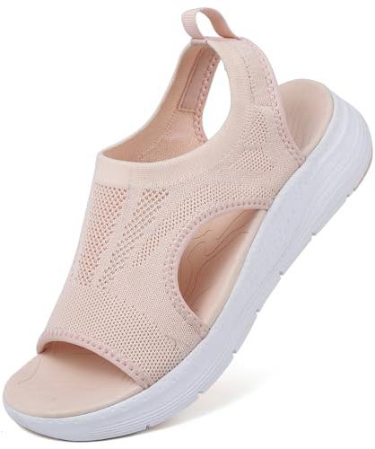 DimaiGlobal Sandalias Deportivas ortopédicas para Mujer Zapatos con Punta Abierta Cuña Lavable de Verano Sandalias para Caminar 36EU Rosa