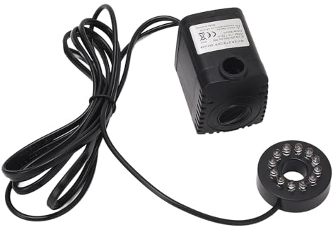Springbrunnenpumpe mit Licht, Wasserpumpe für Springbrunnen, 8 W, 600 LPH, IP68, Kleine Springbrunnenpumpe, Extrem Leise Springbrunnen-Wasserpumpe mit Buntem LED-Licht für