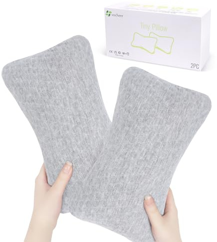 vocheer Kleine Kissen zum Schlafen, 27,9 x 17,8 cm, Mini-Reisekissen, winzige Kissen für Nacken, Handgelenk, Lendenwirbelsäule und Knie, Haustierkissen, Baumwolle, maschinenwaschbar, Hellgrau, 2 Stück