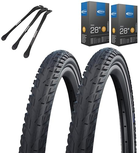 2 x Silento Fahrradreifen 28 x 1,60 Zoll 42-622 Reflexstreifen Schlauch wählbar + MSzweirad Reifenheber (DV Schlauch, 28 x 1,60 Zoll (42-622))