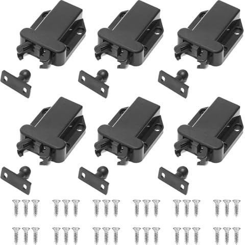 IUSOT 6 Stück Druckschnäpper Schnäpper, Push to Open Türöffner (Schwarz) mit Touch-Entriegelung, Druckschnäpper Schnäpper für Küchenschranktüren, Kleiderschränke und Wohnmöbel, mit Schrauben