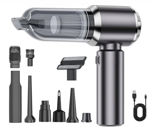 Generico Aspirabriciole Senza Fili, 20000Pa 4 in 1 Aspirapolvere Auto Portatile,Aspiratore e Soffiatore con Motore Brushless,USB C Mini Aspirapolvere Potente per Auto Casa Ufficio Peli di Domestici
