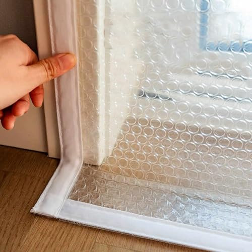 tow000ack Fenster Isolierfolie,Winter Kälteschutz Isolier-Schutz-Vorhang,Wiederverwendbar Wärmeschutzvorhang,Kunststoff Fensterisolierung,von Balkon Terrasse,mit Klebeband (70cm x 100cm)