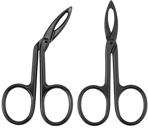 Augenbrauen-Pinzette, Schere, 2-teiliges Set: flache gerade Spitze, Haarzupfer, schräge Spitze, Edelstahl, silberfarben, Augenbrauen-Gesichtsentferner