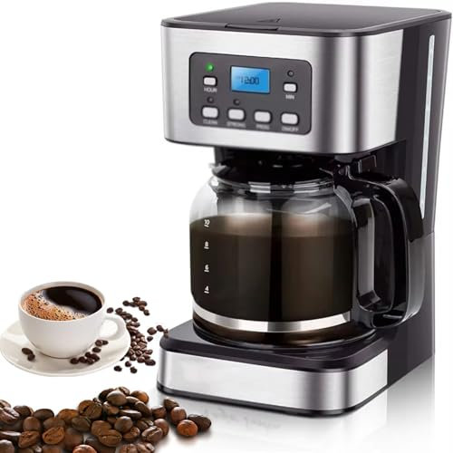 Cafetera Espresso, Cafetera De Goteo, Cafetera TéRmica Programable De 12 Tazas, 950 W, Cafetera De Goteo Para Preparar Té Con Jarra De Vidrio, ConservacióN Del Calor
