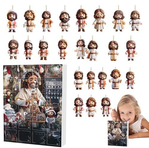Weihnachtskrippe Adventskalender - Christbaumschmuck | 2D Krippe Geschichtenkalender | Krippe Weihnachten Countdown Kalender | Rucksack Anhänger | Weihnachtskrippe Christbaumschmuck