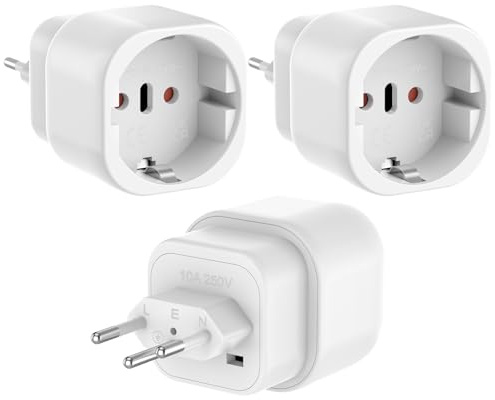 Oliveria Reiseadapter Schweiz 3 Stück, Adapter Deutschland auf Schweiz Reisestecker Schweiz Schuko Adapter Schweiz Stecker für Malediven, Ruanda, Liechtenstein