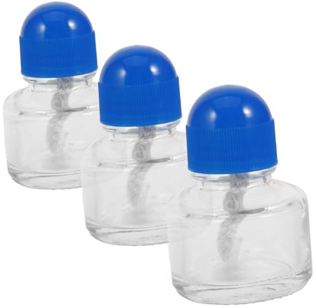 Kisangel 3pcs Mini Alcohol Lamp Bottle Glass Lamp Laboratory Experiment Heating Tool for Camping and Outdoor Use