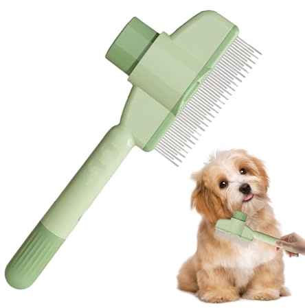 Pet Hair Removal Comb, Self-Cleaning Cat Brush With Release Button, Stainless Steel Teeth For Cats & Dogs, Flea Comb, Ergonomic Handle, Ideal For Shedding, Mats & Loose