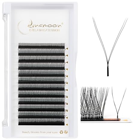 Lunamoon YY Wimpern Extension 2D Lashes Volumen Wimpern(YY-0.07-D,10mm) | YY Lashes,yy Wimpernverlängerung,Premade Fans Eyelash Extension,Vorgefächerte,Selbstfächernd Wimpern,W Wimpern,Weich