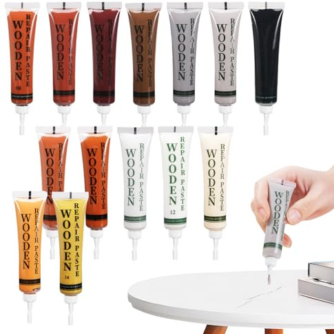 UICCVOKK Wood Furniture Repair Kit, 14 Colours Wood Touch Up Fillers, Wooden Floor Scratch Repair, Laminate Floor Repair Kit Vinyl Floors Repairs Kits for Scratches Cracks Holes Stains