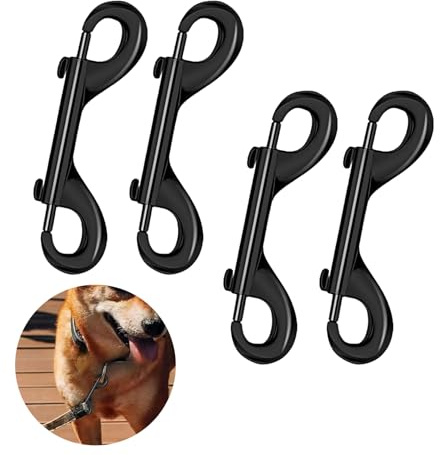4 Stück Doppel Karabinerhaken,Schwarz Doppelkarabiner,Robusten Doppelkarabiner Bolzenschnapper Ketten Schnapphaken,Edelstahl Doppelseitiger für Hundeleinen Gurtband Gurte Aufhängen von Gegenständen