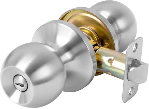 RAFECIEE Privacy Door Knob Keyless Door Knobs Interior with Lock Bathroom Door Knob with Lock Satin Nickel Doorknob