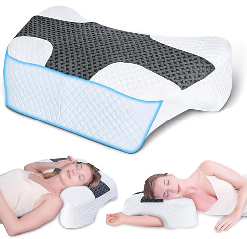 SAHEYER Seitenschläferkissen mit Armloch, Ergonomisches Kopfkissen, Memory Foam Kissen, Multi-Angle Armholes Nackenkissen für die auf der Seite/Rücken/Bauch schlafen