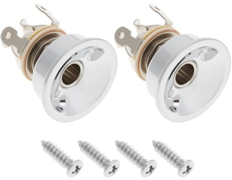 The Lord of the Tools 2 Sets of 1/4 Inch Electric Guitar Bowl Socket Mono Output Jack with M9 Socket Fixing Cover Screws