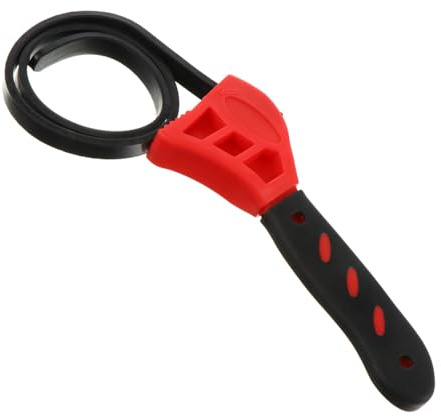 Llave de Correa Ajustable de Goma Mango y Abridor de Botellas | Herramienta Multifuncional Roja, Agarre Cómodo, Efecto Amortiguador, Resistente, para Tarros y Espacios Estrechos