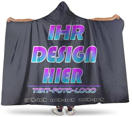 Personalisierte Hoodie Decke Selbst gestalten mit Bild Text kuschelpullover Damen kuschel Flauschige Flanell oversized hoodie blanket Erwachsene cozy plaid pulli decke sherpa hoody Geschenk