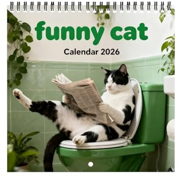Kattkalender 2026 - med inställda anteckningsutrymmen | Kalender Planerare med kattungar läser dagboken | för kontor, skola, planering, arbete, arbete, nyår, jul