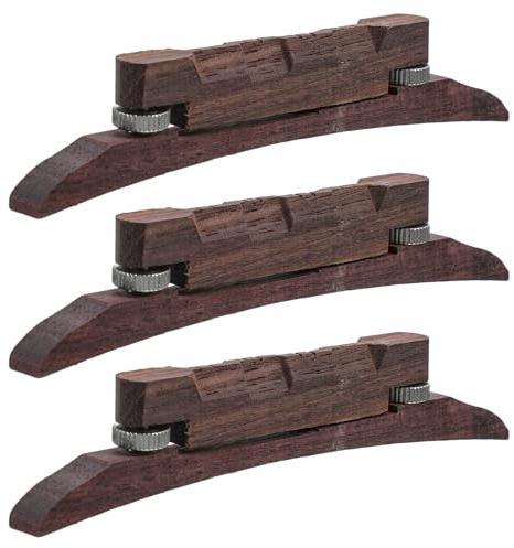 MUELODSIC Puente de Mandolina de Madera de Palisandro 3 Piezas Accesorio Ajustable para Instrumentos Musicales Repuesto para Mandolina y Guitarra Acústica Mejora de Tono para Músicos y