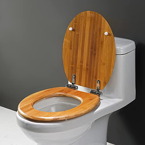 Sedile WC universale in legno marrone scuro, comodo coperchio a chiusura lenta, design facile da pulire, supporta 300 kg, perfetto aggiornamento del bagno per Sle & Durabili
