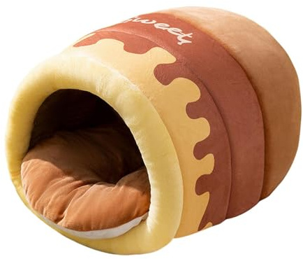 Zanthicia Nid Douillet pour Chat d'intérieur en Forme de Pot de Miel, offrant Confort et sécurité à Vos compagnons à Quatre Pattes. Ce nid Moelleux est idéal pour Faire la Sieste et Dormir, Brun, M