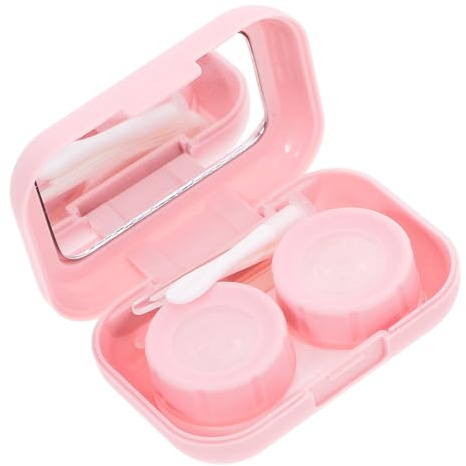 BIUDECO Estuche Portátil para Lentes de Contacto Caja Decorativa y Espejo, Soporte para Lentes y Accesorio de Limpieza para Uso Diario