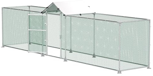 LZQ hönshus 5 x 1 x 1,5 m för utomhusinhägnad, vinterbeständigt hönshus med förzinkat stålram, tak med skydd mot solljus, dörr & lås, utomhushönsgård för höns, ankor, kaniner & smådjur