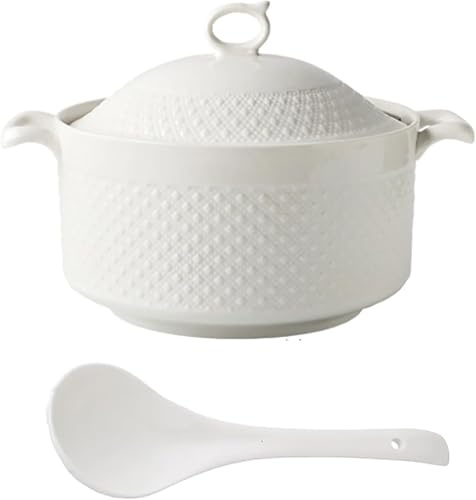 Soppterrin I Porslin Med Lock Och Slev, Serveringsskål Med Dubbelt öron Och Lock För Soppor, Klassisk Köksdekoration För Restaurang, Heminredning One Color 1.6QT