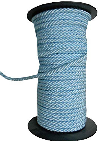 5 metri di Cordoncino viscosa intrecciato a 3 capi (5mm, Azzurro)