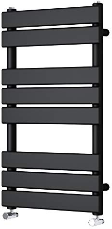NRG Flat Panel Heated Towel Rail Radiator Rad Warmer, 800x450 Black | Designer Radiator, Steel, Contemporary, Rectangular, Bathroom Radiator Towel Rail, Wall Mounted, High Heat Output