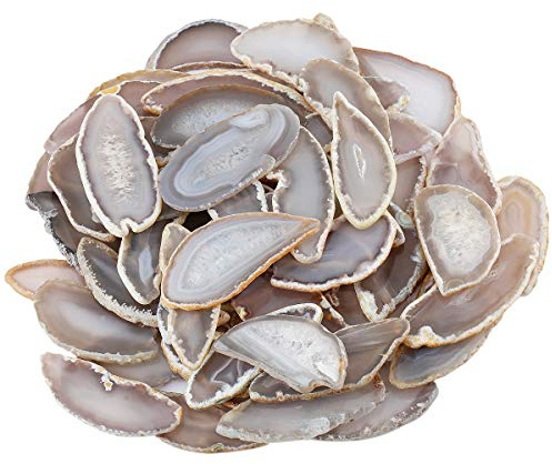 mookaitedecor 12 Stück Natürliche Achatscheibe Tischkarten Geode Steine | Unregelmäßige Poliert Natürliche Geode Achat, Achatscheiben Heilsteineset Klein für Schmuckherstellung