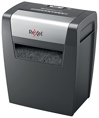 Rexel Momentum X308 Cross Cut Paper Shredder, Shreds 9-8 Sheets (70-80 gsm), 15 Litre Bin, Heavy Duty, Black, 2104570