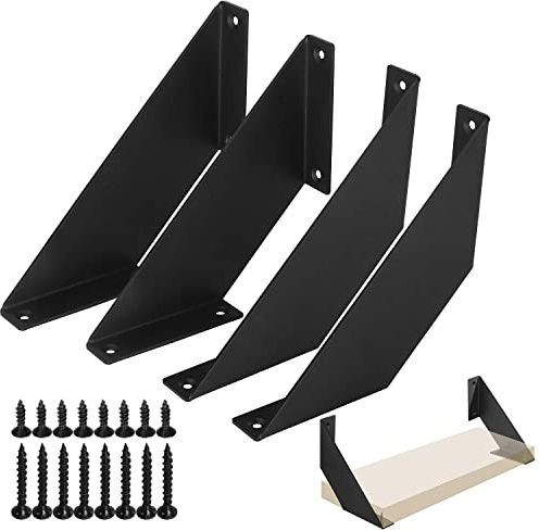 ChasBete Regalhalterung Schwarz, Metall Regalwinkel, 4er Set, 15cm | Regalträger & -Stützen, Winkel Regal, hält 40 kg, rostfrei, für Wandregale in Küche, Schlafzimmer, Wohnzimmer