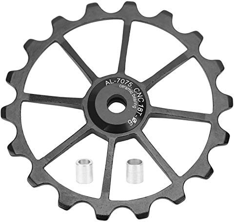 Fahrradriemenscheibe, 18T Mountainbike Keramiklager Aluminiumlegierung Schaltwerk Riemenscheibe Rad Fahrradumwerfer Zubehör(Schwarz) Fahrrad Ersatzteile